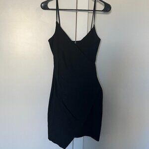 A’gaci Black Spaghetti‑Strap Bodycon Mini Dress — Size S